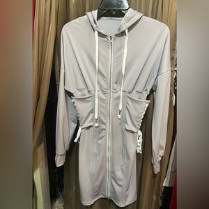 Gray hoodie mini dress